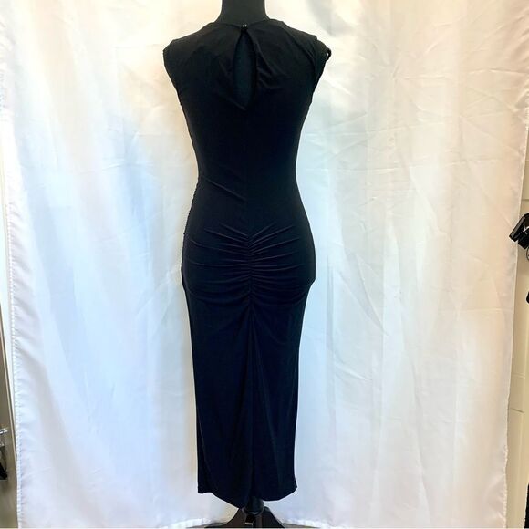 HOT miami styles black ruched sweetheart gold choker bodycon cocktail dress Sz M - Picture 7 of 15
